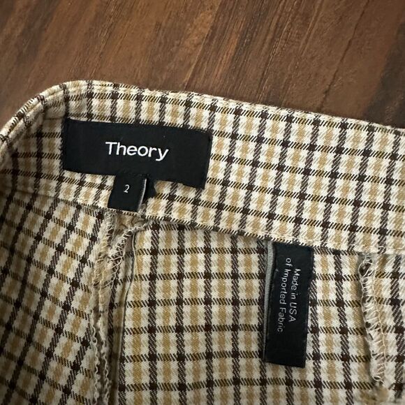THEORY Alettah Ainsley Check Cropped Pants Ankle Zip in Multicolor - Picture 12 of 16